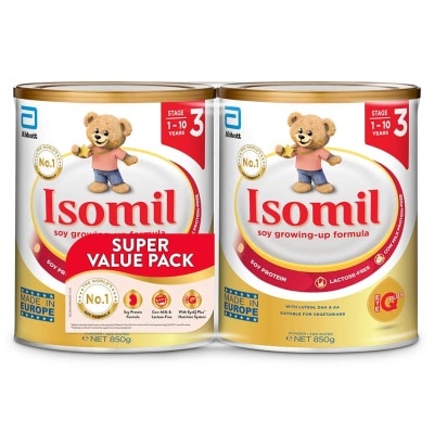 ISOMIL Soy Growing-Up Formula Stage 3 Twin Pack (1-10 Years and Suitable For Vegetarian) 850g x 2s