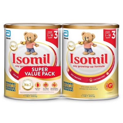 ISOMIL Soy Growing-Up Formula Stage 3 Twin Pack (1-10 Years and Suitable For Vegetarian) 850g x 2s (Expiry: Feb`2026)