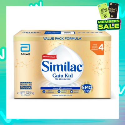 SIMILAC Gain Kid Pre-School Milk Formula Stage 4 5MO Value Pack (3 Years Onwards) 400g x 6s