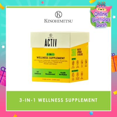 KINOHIMITSU Activ 3-In-1 Wellness Supplement Daily Sachet (For UV Defence, Skin Nourishment & Health Revitaliser) 14s