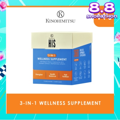 KINOHIMITSU His 3-In-1 Wellness Supplement Daily Sachet (For Energiser, Health Balancer & Hair Fertiliser) 14s