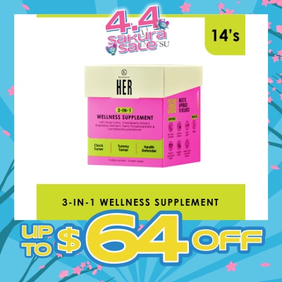 KINOHIMITSU - Her 3-In-1 Wellness Supplement Daily Sachet (For Clock Turner, Tummy Tamer & Health Defender) 14s