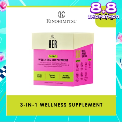 KINOHIMITSU Her 3-In-1 Wellness Supplement Daily Sachet (For Clock Turner, Tummy Tamer & Health Defender) 14s