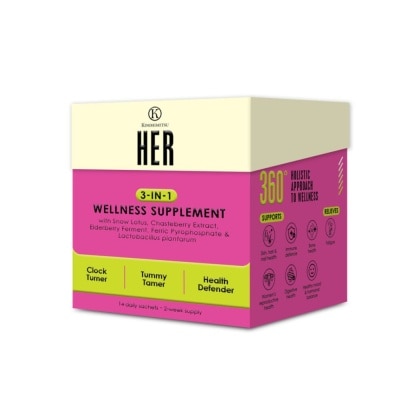 KINOHIMITSU Her 3-In-1 Wellness Supplement Daily Sachet (For Clock Turner, Tummy Tamer & Health Defender) 14s