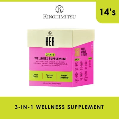 KINOHIMITSU Her 3-In-1 Wellness Supplement Daily Sachet (For Clock Turner, Tummy Tamer & Health Defender) 14s