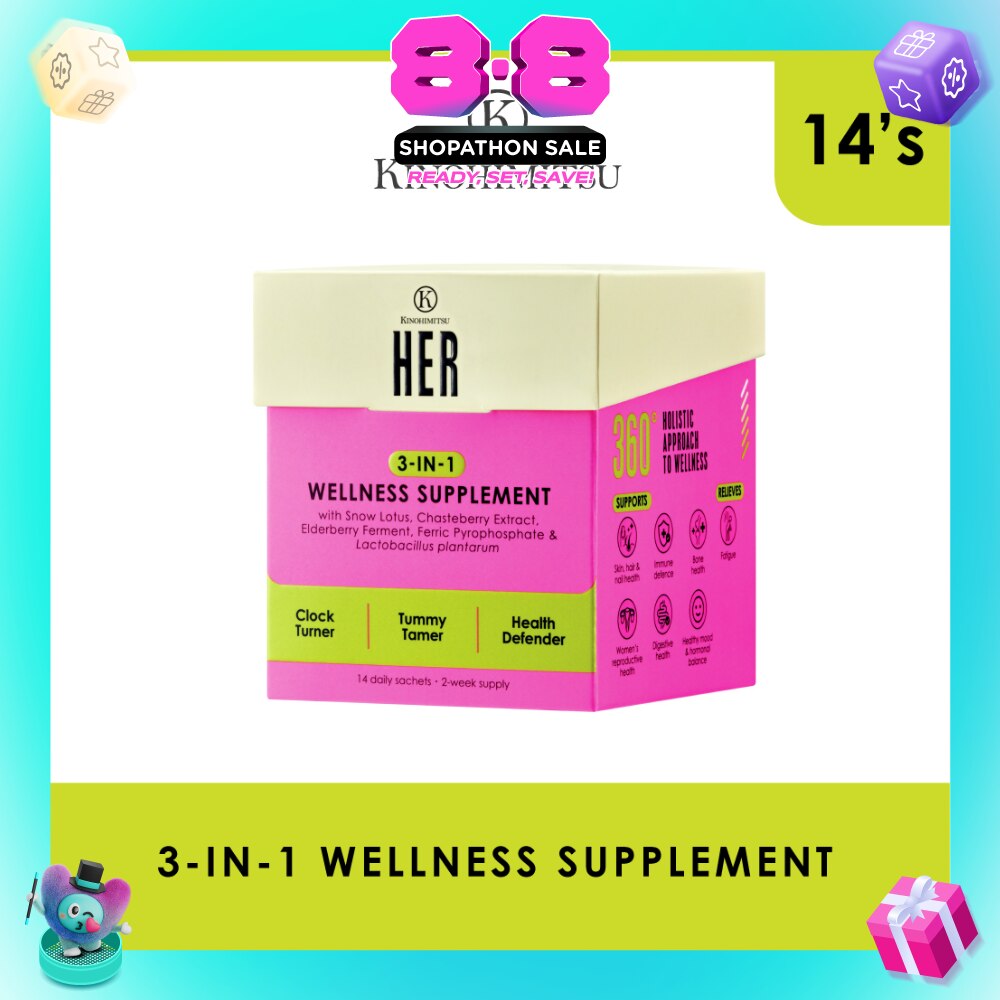 Her 3-In-1 Wellness Supplement Daily Sachet (For Clock Turner, Tummy Tamer & Health Defender) 14s
