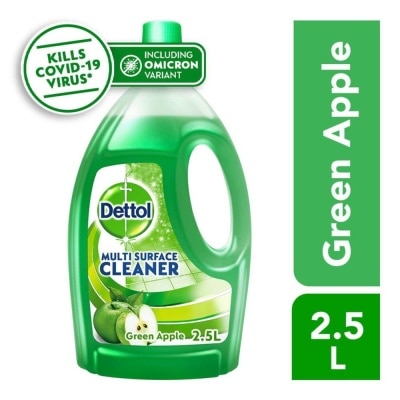 DETTOL 4-in-1 Disinfectant Multi Surface Cleaner Green Apple (Kills 99.9% Germs) 2.5L