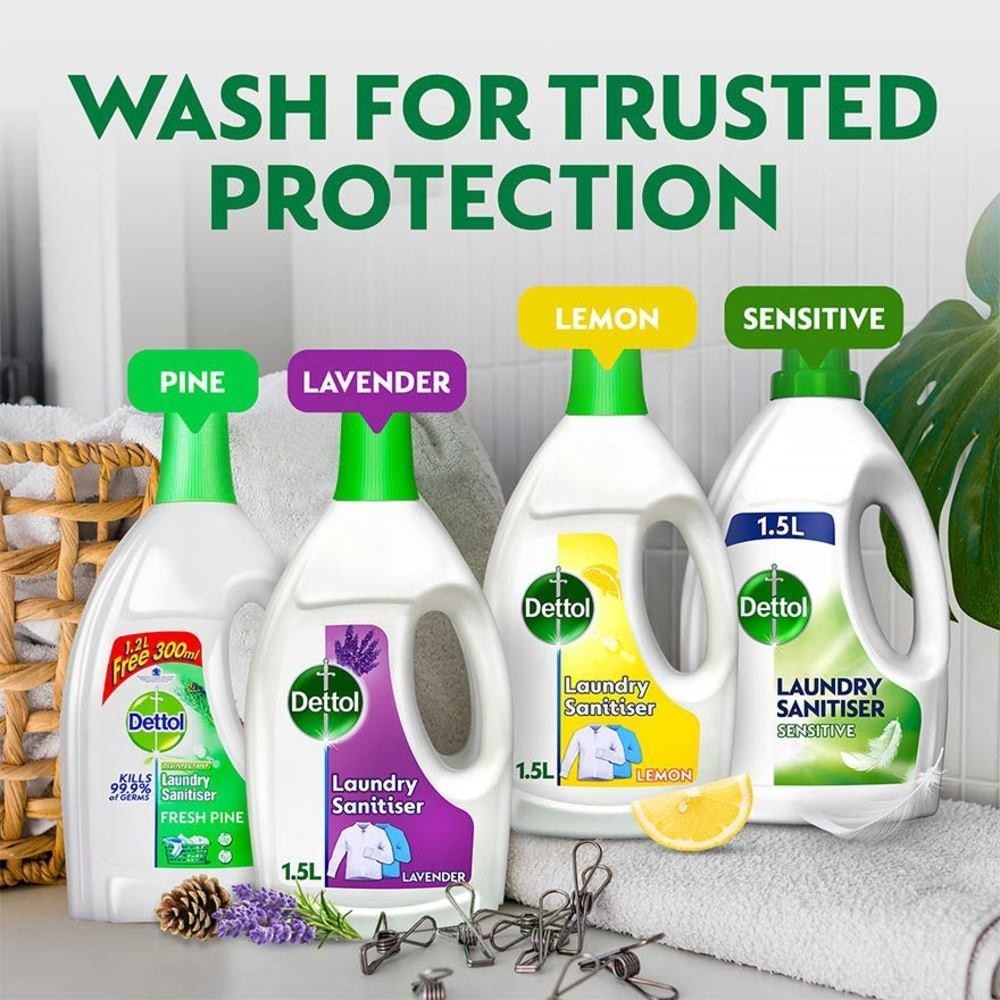 Dettol Laundry Sanitizer Fresh Pine 1.2L + 300ml (Kills 99.9% Germs)