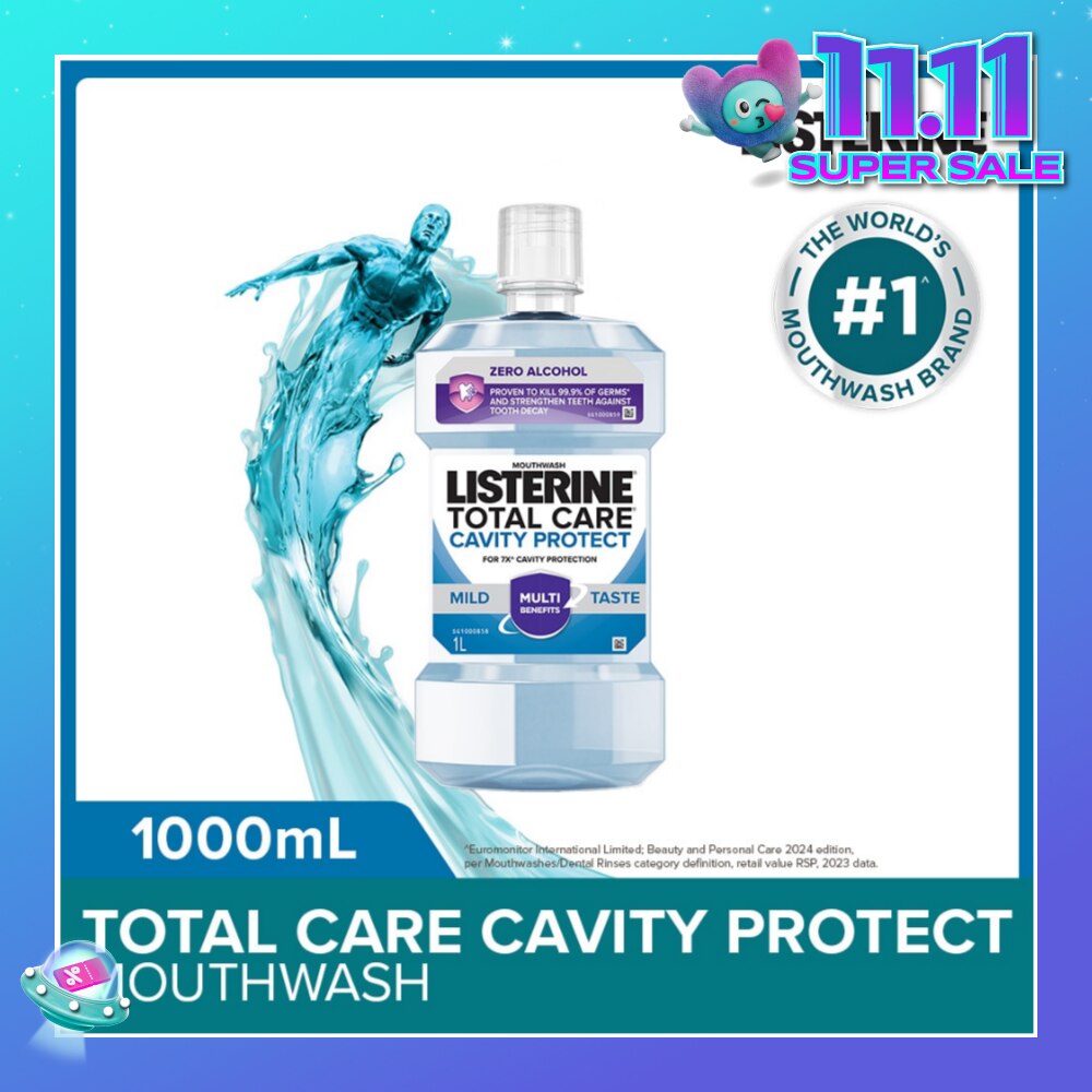 Listerine Total Care Cavity Protect Mild Mouthwash (Alcohol-Free) 1000ml