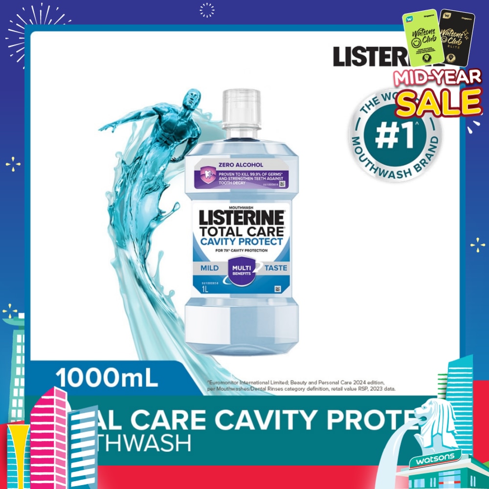 Listerine Total Care Cavity Protect Mild Mouthwash (Alcohol-Free) 1000ml