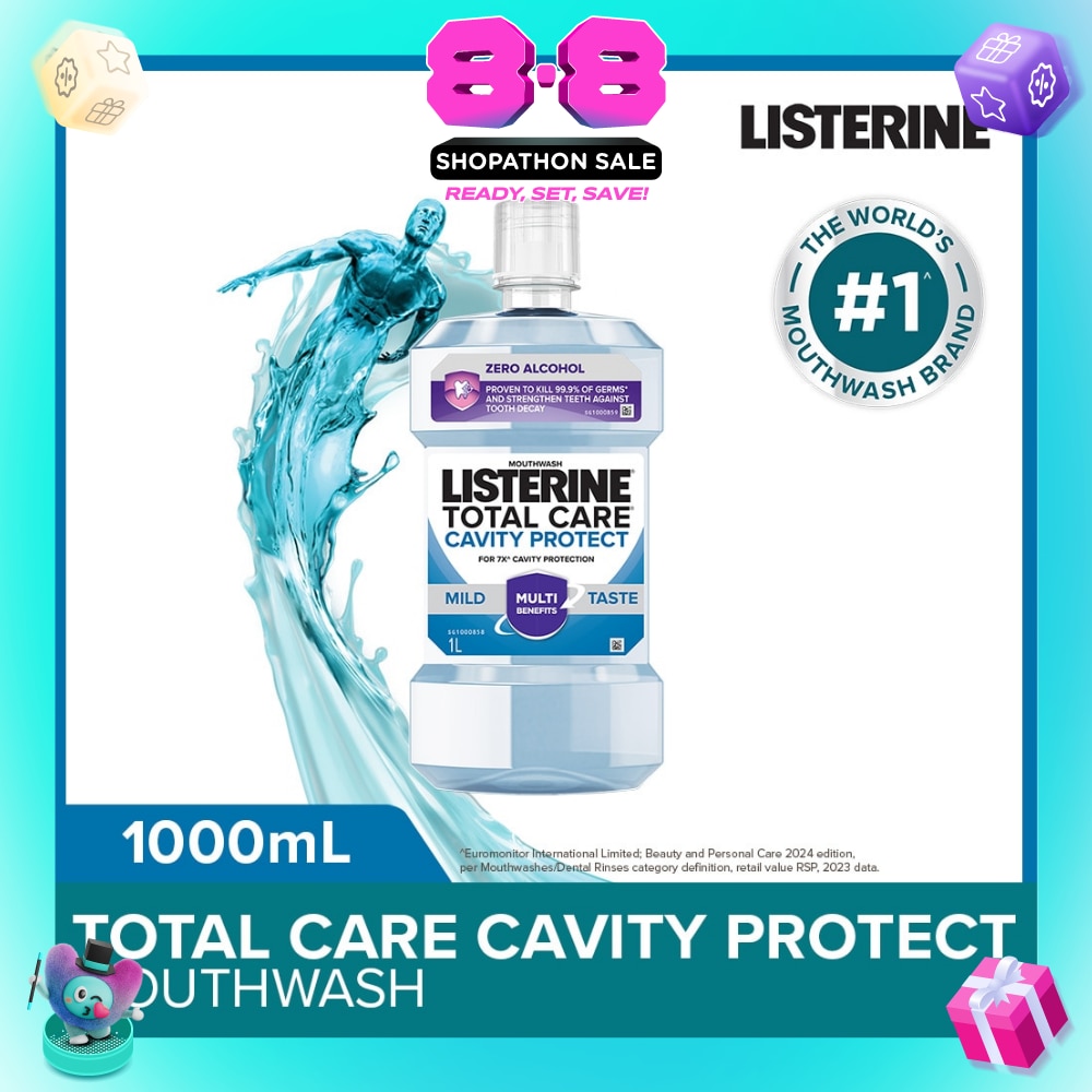 Listerine Total Care Cavity Protect Mild Mouthwash (Alcohol-Free) 1000ml