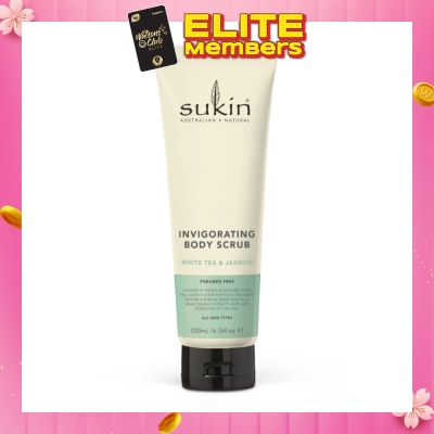 SUKIN Invigorating Body Scrub White Tea & Jasmine (To Polish Skin Texture, Remove Dead Skin Cells & Add Hydration To Skin) 200ml