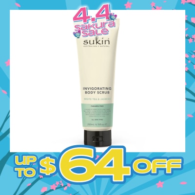 SUKIN - Invigorating Body Scrub White Tea & Jasmine (To Polish Skin Texture, Remove Dead Skin Cells & Add Hydration To Skin) 200ml
