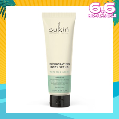 SUKIN Invigorating Body Scrub White Tea & Jasmine (To Polish Skin Texture, Remove Dead Skin Cells & Add Hydration To Skin) 200ml