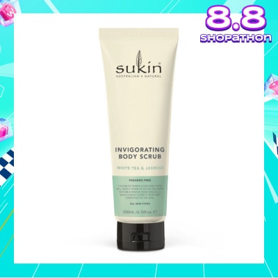 SUKIN Invigorating Body Scrub White Tea & Jasmine (To Polish Skin Texture, Remove Dead Skin Cells & Add Hydration To Skin) 200ml