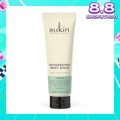 SUKIN Invigorating Body Scrub White Tea & Jasmine (To Polish Skin Texture, Remove Dead Skin Cells & Add Hydration To Skin) 200ml