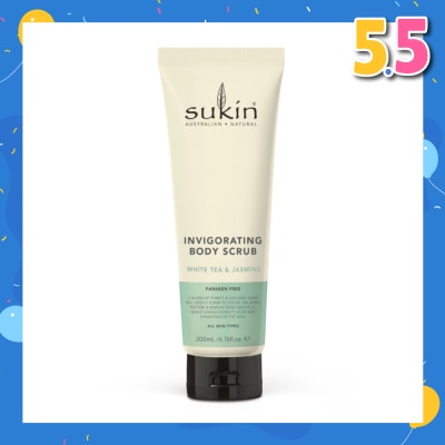 SUKIN Invigorating Body Scrub White Tea & Jasmine (To Polish Skin Texture, Remove Dead Skin Cells & Add Hydration To Skin) 200ml