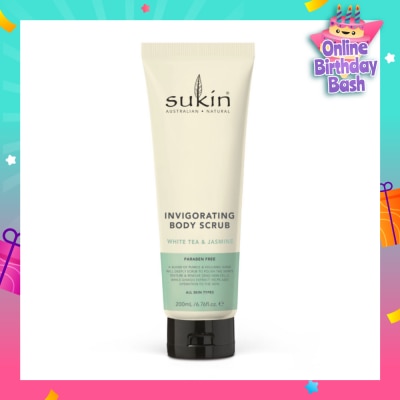 SUKIN Invigorating Body Scrub White Tea & Jasmine (To Polish Skin Texture, Remove Dead Skin Cells & Add Hydration To Skin) 200ml