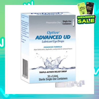 OPTIVE Advanced UD Lubricant Triple Action Relief Eye Drops (Sterile Single-Use Container) 0.4ml x 30s