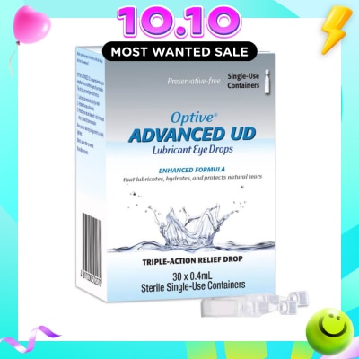 OPTIVE Advanced UD Lubricant Triple Action Relief Eye Drops (Sterile Single Use Container) 0.4ml x 30s (Expiry: Jan`2027) image