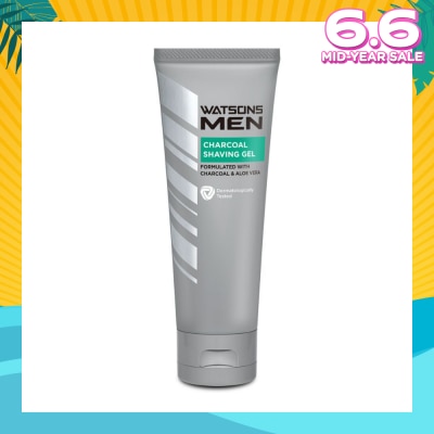 WATSONS Men Charcoal Shaving Gel (Formulated With Charcoal & Aloe Vera) 100g