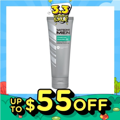 WATSONS Men Charcoal Shaving Gel (Formulated With Charcoal & Aloe Vera) 100g