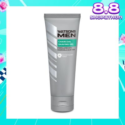WATSONS Men Charcoal Shaving Gel (Formulated With Charcoal & Aloe Vera) 100g