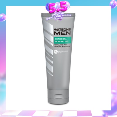 WATSONS - Men Charcoal Shaving Gel (Formulated With Charcoal & Aloe Vera) 100g