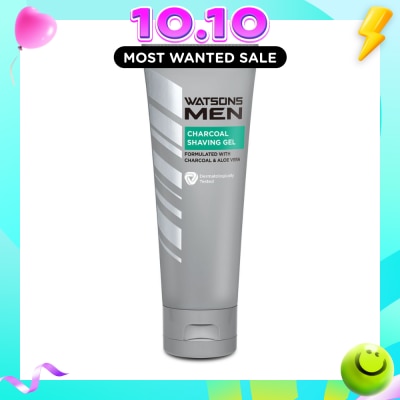 WATSONS Men Charcoal Shaving Gel (Formulated With Charcoal & Aloe Vera) 100g image