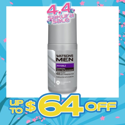 WATSONS - Men Invisible Charcoal Roll-On Deodorant Anti-Perspiration 50ml