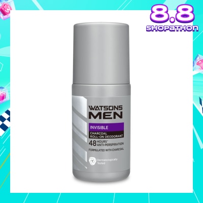 WATSONS Men Invisible Charcoal Roll-On Deodorant Anti-Perspiration 50ml