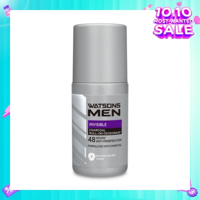 WATSONS Men Invisible Charcoal Roll-On Deodorant Anti-Perspiration 50ml