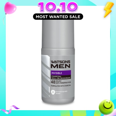 WATSONS Men Invisible Charcoal Roll On Deodorant Anti Perspiration 50ml image