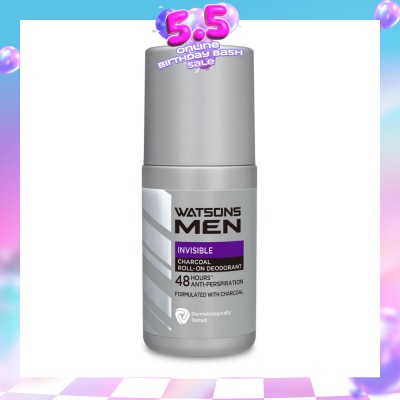 WATSONS - Men Invisible Charcoal Roll-On Deodorant Anti-Perspiration 50ml