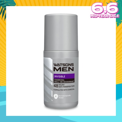 WATSONS Men Invisible Charcoal Roll-On Deodorant Anti-Perspiration 50ml