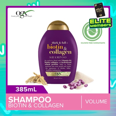 OGX Biotin & Collagen Shampoo + Thick & Full (For Normal To Thinning Hair) 385ml