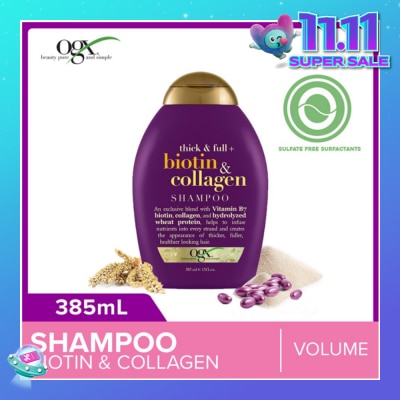 OGX Biotin & Collagen Shampoo + Thick & Full (For Normal To Thinning Hair) 385ml