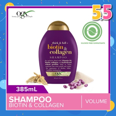 OGX Biotin & Collagen Shampoo + Thick & Full (For Normal To Thinning Hair) 385ml