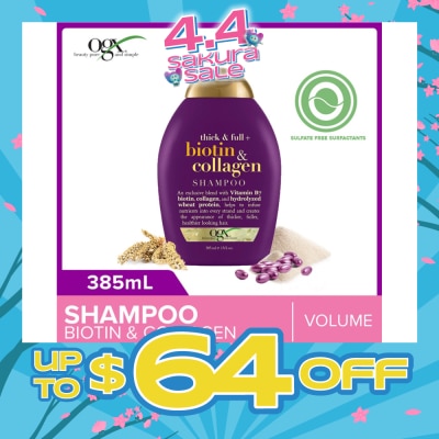 OGX - Biotin & Collagen Shampoo + Thick & Full (For Normal To Thinning Hair) 385ml