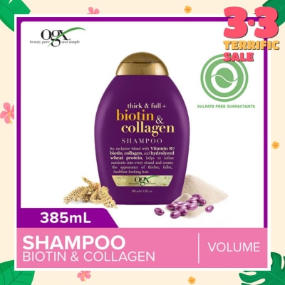 OGX Biotin & Collagen Shampoo + Thick & Full (For Normal To Thinning Hair) 385ml