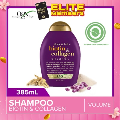 OGX [CNY] Biotin & Collagen Shampoo + Thick & Full (For Normal To Thinning Hair) 385ml