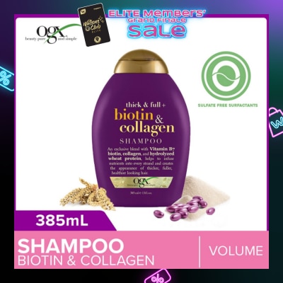 OGX Biotin & Collagen Shampoo + Thick & Full (For Normal To Thinning Hair) 385ml