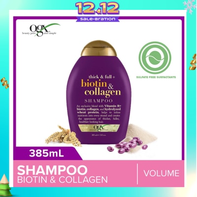 OGX Biotin & Collagen Shampoo + Thick & Full (For Normal To Thinning Hair) 385ml