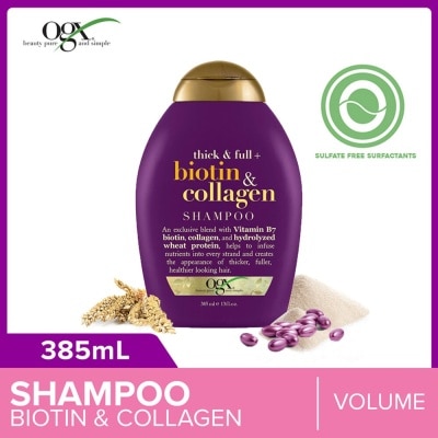 OGX Biotin & Collagen Shampoo + Thick & Full (For Normal To Thinning Hair) 385ml