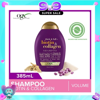 OGX - Biotin & Collagen Shampoo + Thick & Full (For Normal To Thinning Hair) 385ml image
