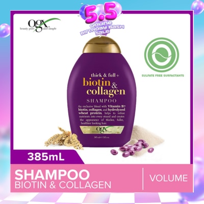 OGX - Biotin & Collagen Shampoo + Thick & Full (For Normal To Thinning Hair) 385ml
