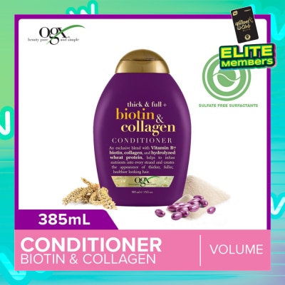OGX Biotin & Collagen Conditioner + Thick & Full (For Normal To Thinning Hair) 385ml