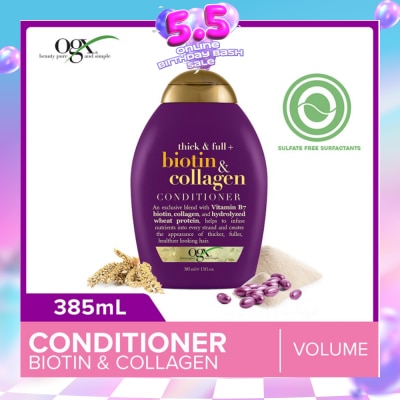 OGX - Biotin & Collagen Conditioner + Thick & Full (For Normal To Thinning Hair) 385ml