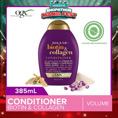 OGX - Biotin & Collagen Conditioner + Thick & Full (For Normal To Thinning Hair) 385ml