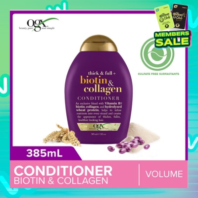 OGX Biotin & Collagen Conditioner + Thick & Full (For Normal To Thinning Hair) 385ml